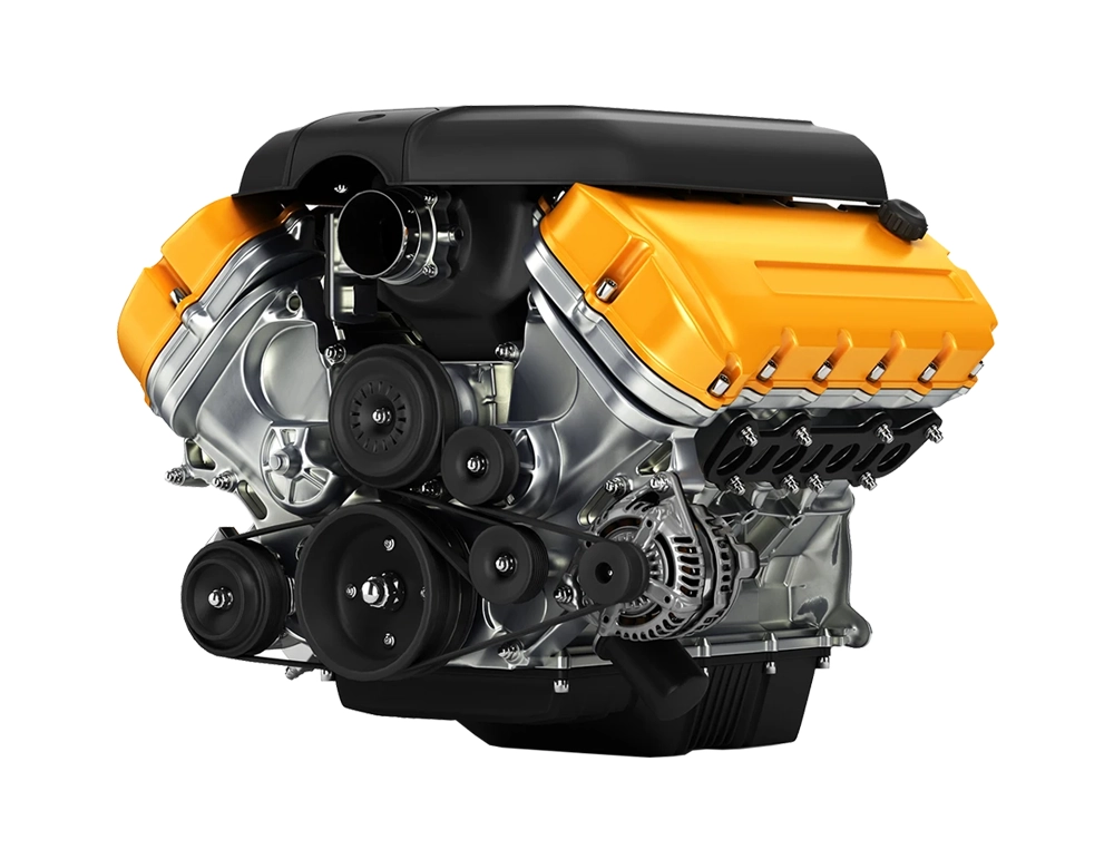 Car engine on white background